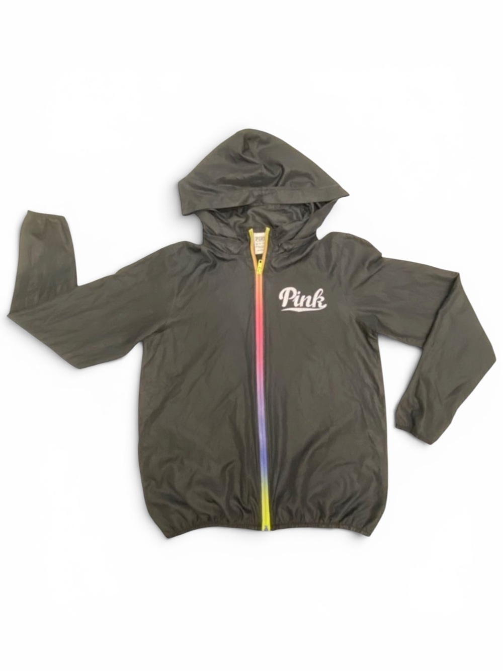 Pink Victoria’s Secret Long Sleeve Rainbow Zipper Windbreaker Jacket